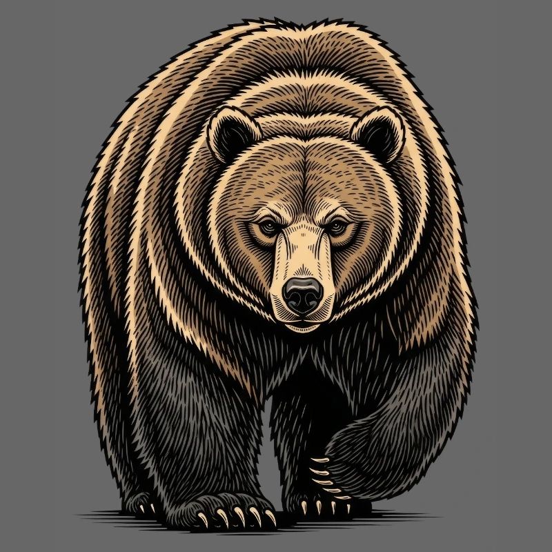 Bear Watcher Linienillustration