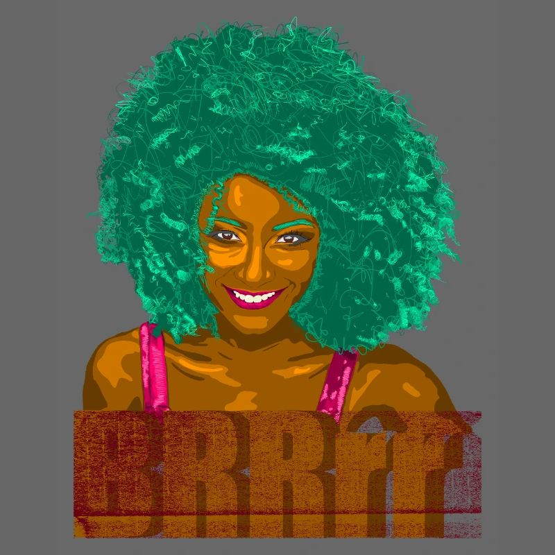 Turquoise Afro Pop Portrait