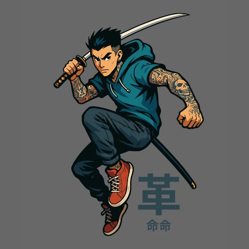 Samouraï cool avec katana