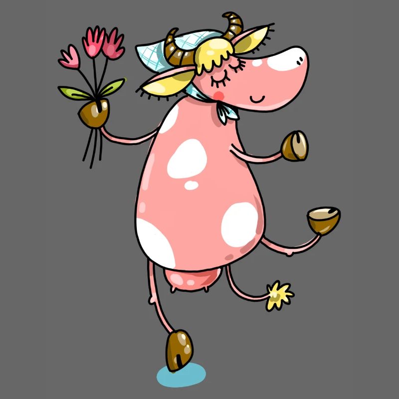 Vache de fermier avec des fleurs mignonne