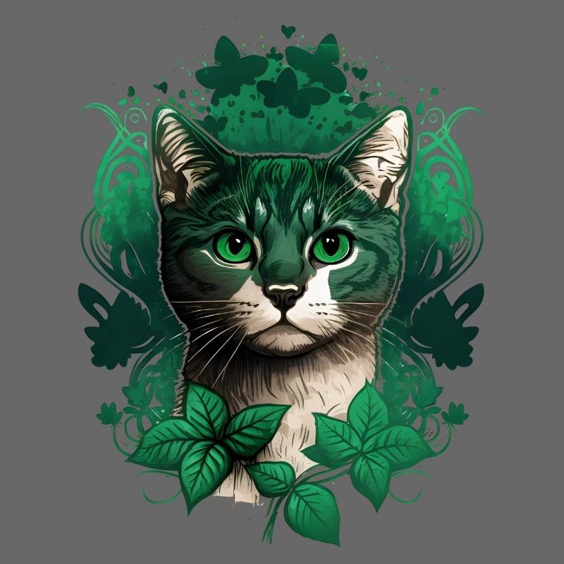 Katze mit Efeu Rahmen