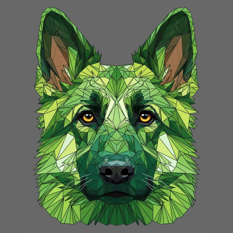 Green polygon wolf
