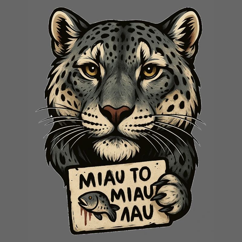Leopard with Shield Meow Sign