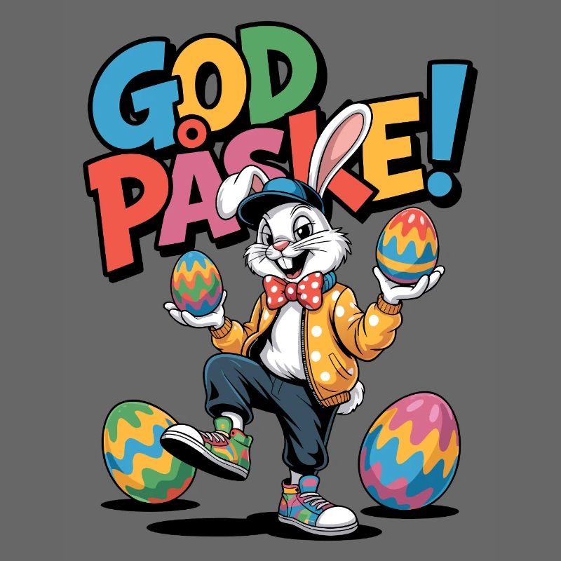 Easter bunny with colorful eggs