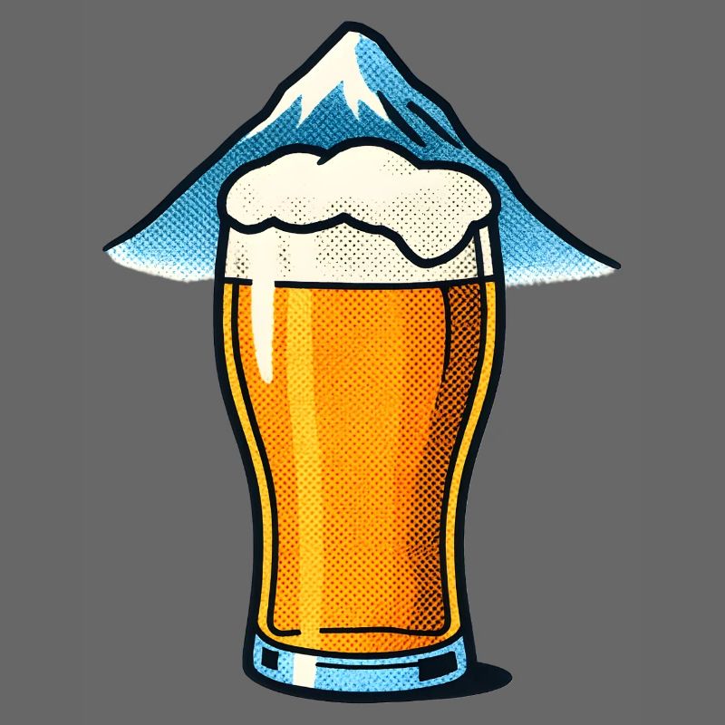 Bierglas vor Berggipfel