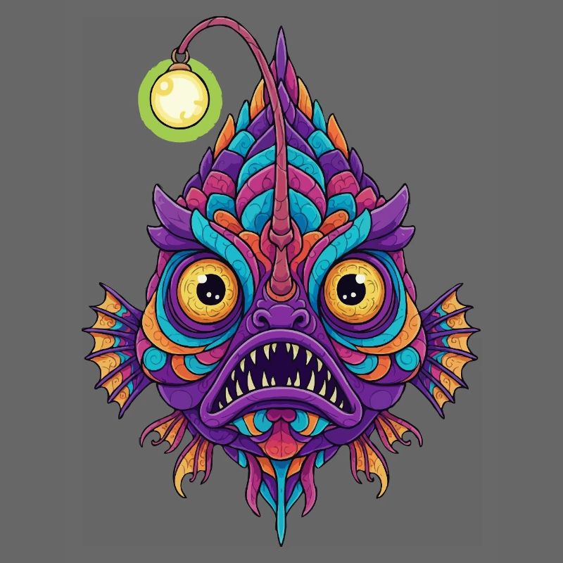 Bunte Laternenfisch-Mandala