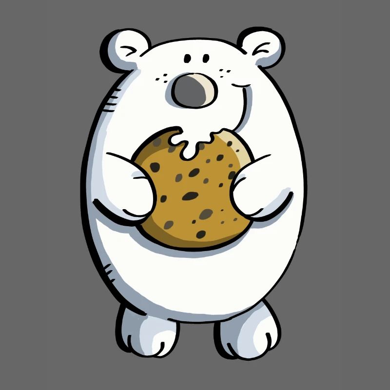Süßer Eisbär mit riesigem Keks