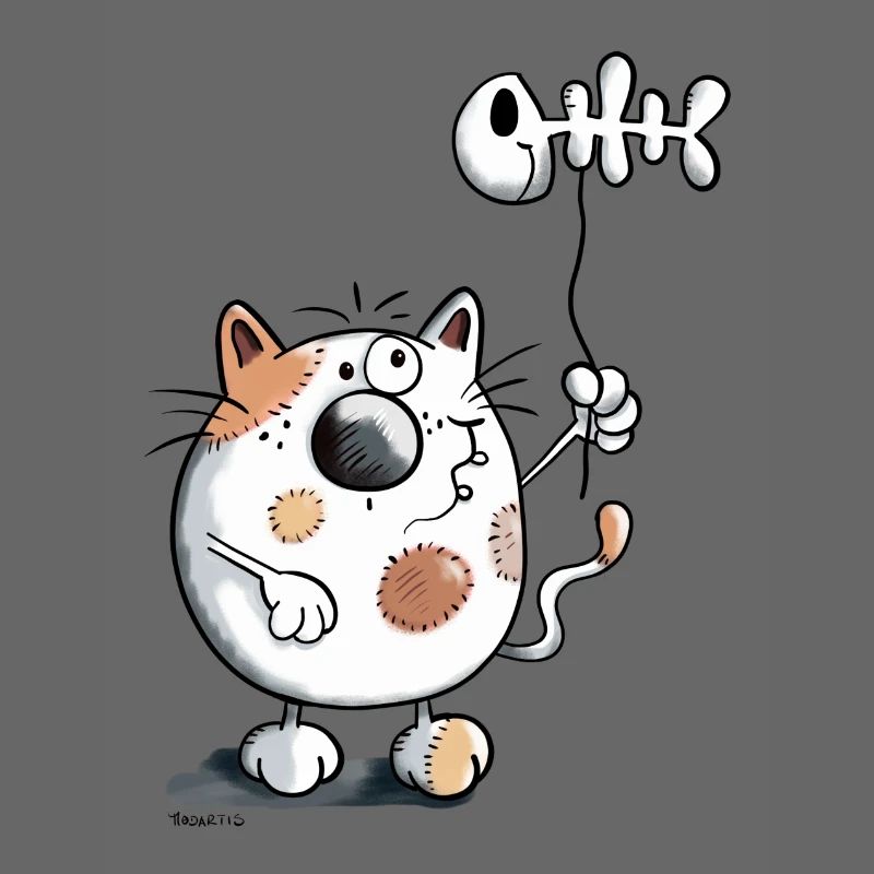 Chat avec un ballon de poisson