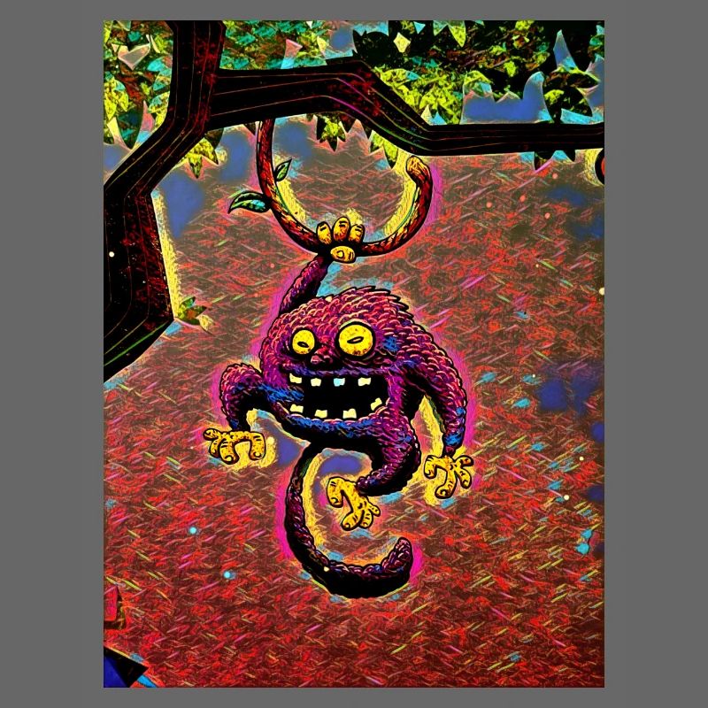 Purple monkey in a tree