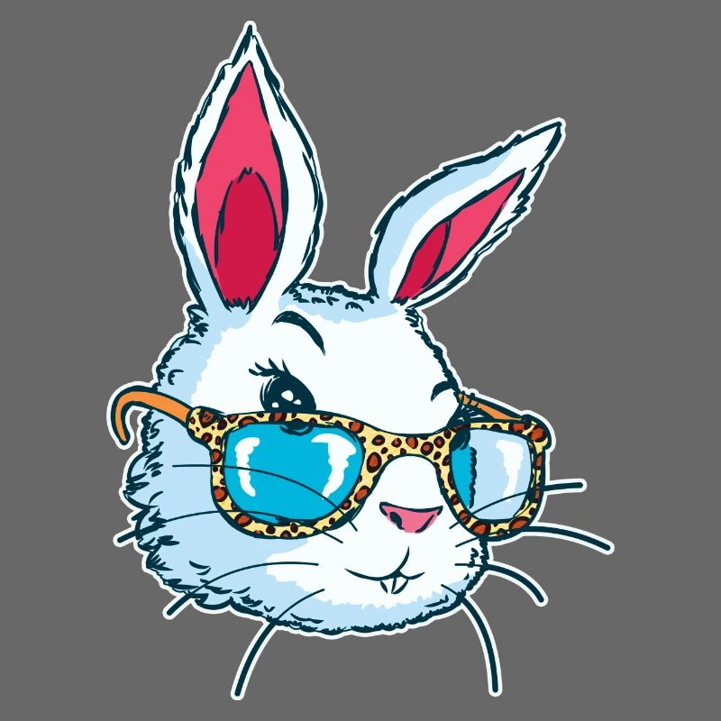 Visage mignon de lapin de Pâques utilisant le cadeau en verre de léopard