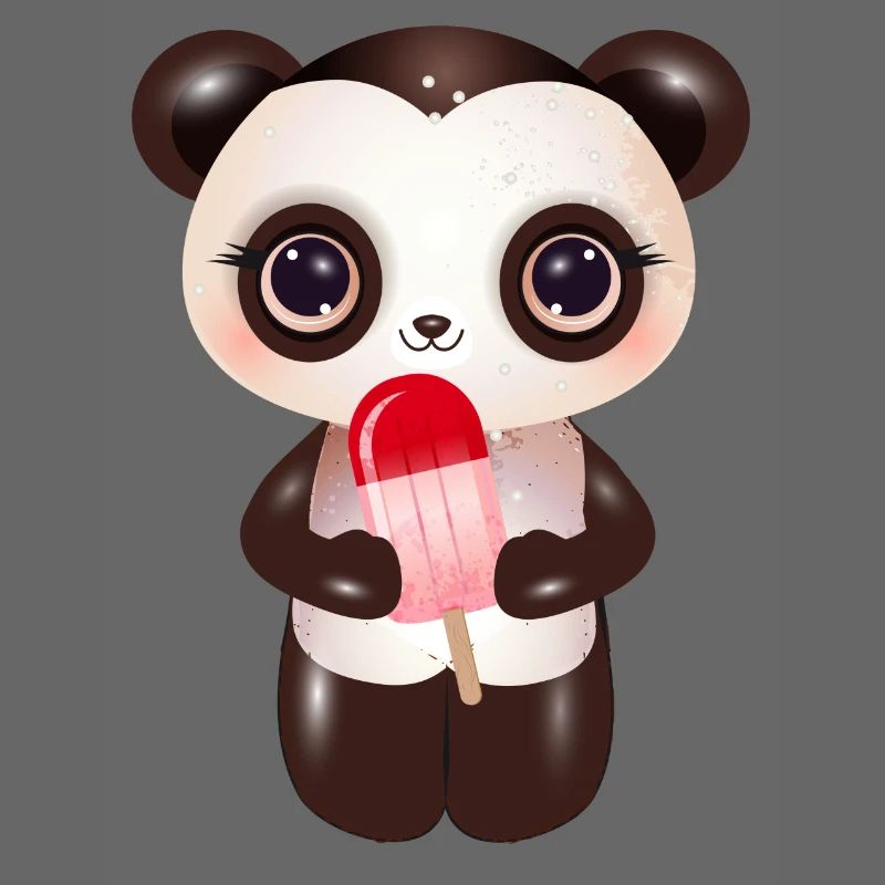niedlicher Panda mit rotem Eis am Stil