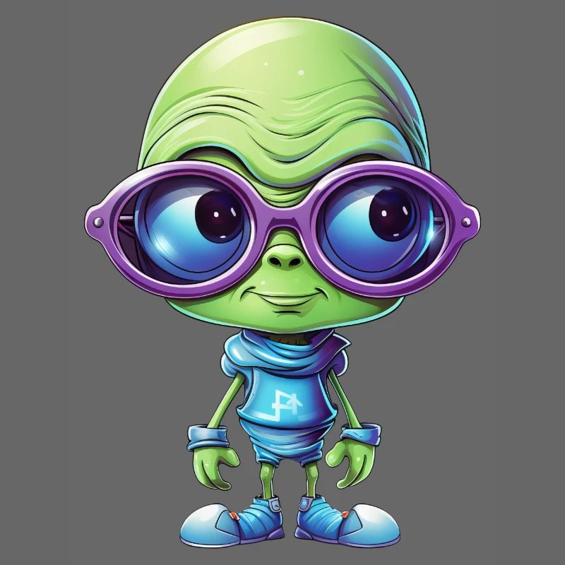 Nerdiges Alien mit Brille