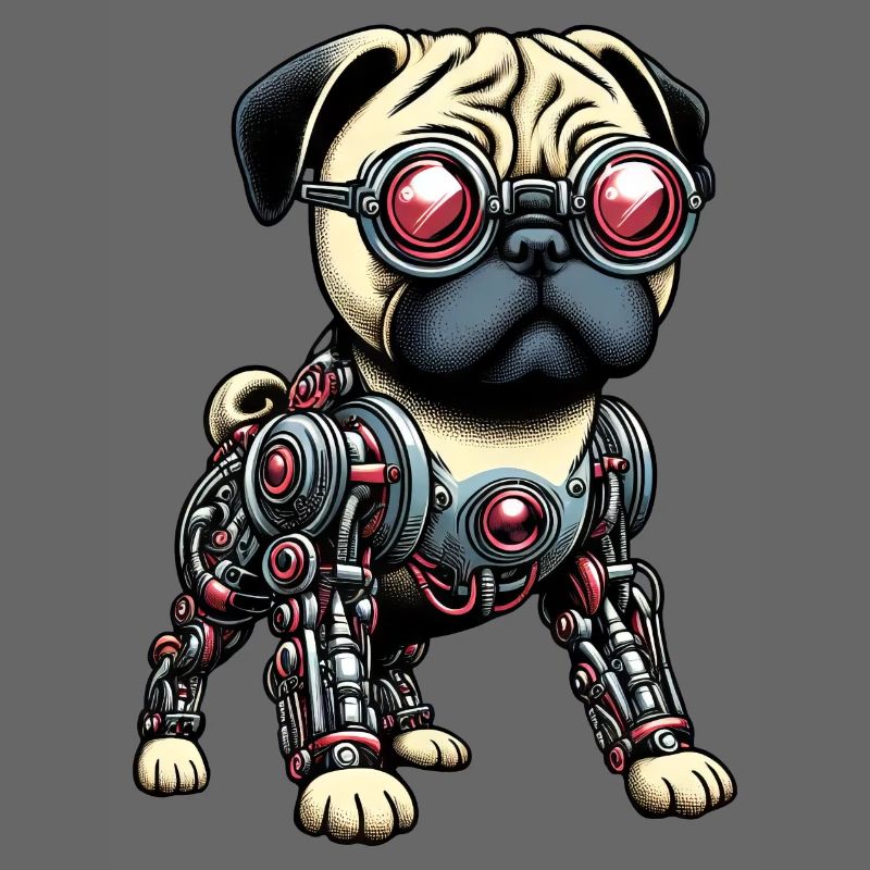 Dog Pug Robot Cyborg Mechanical