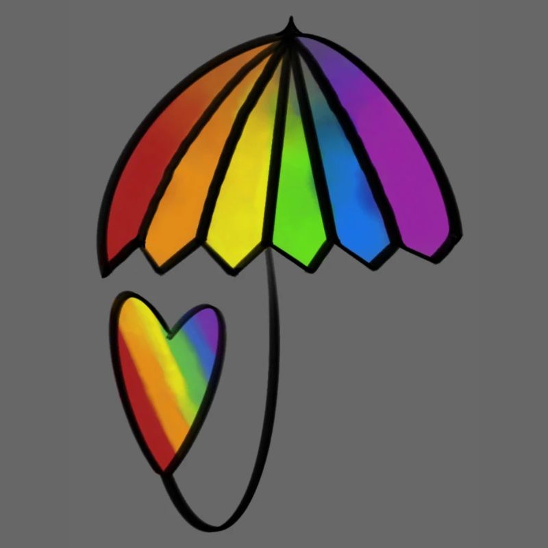Regenbogen Herz mit Schirm