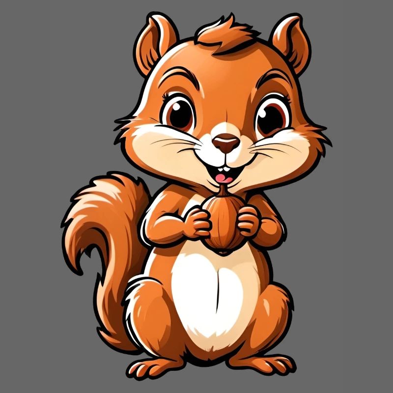 Niedliches Cartoon-Eichhörnchen mit Eichel