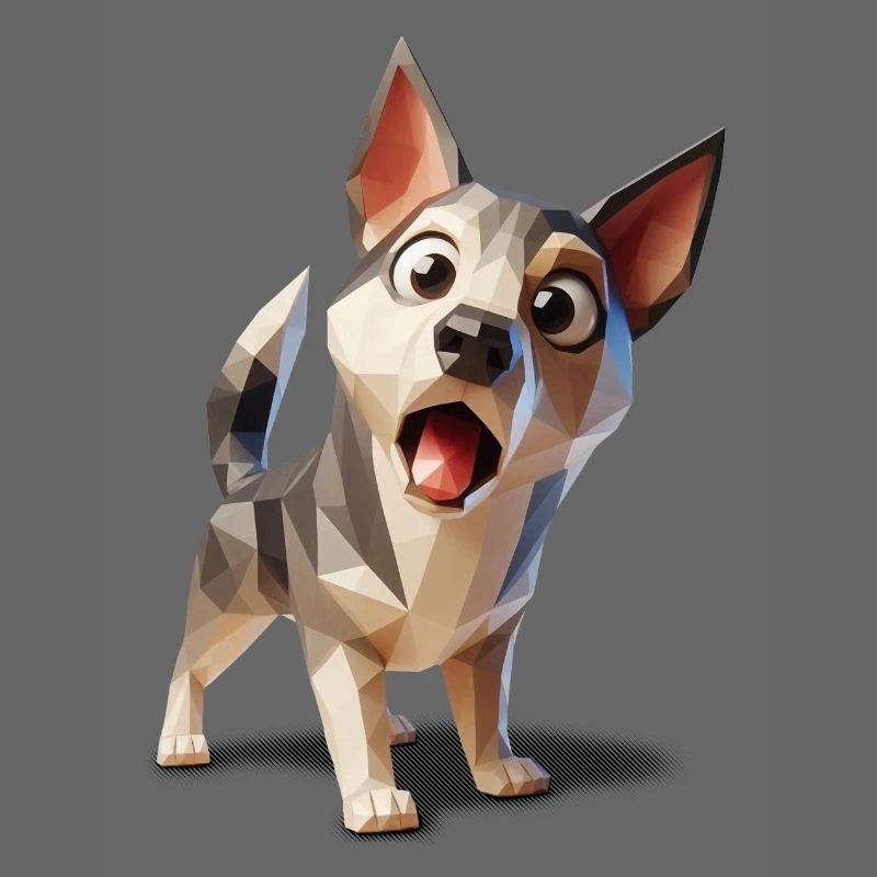 Chiot chien surpris lowpoly