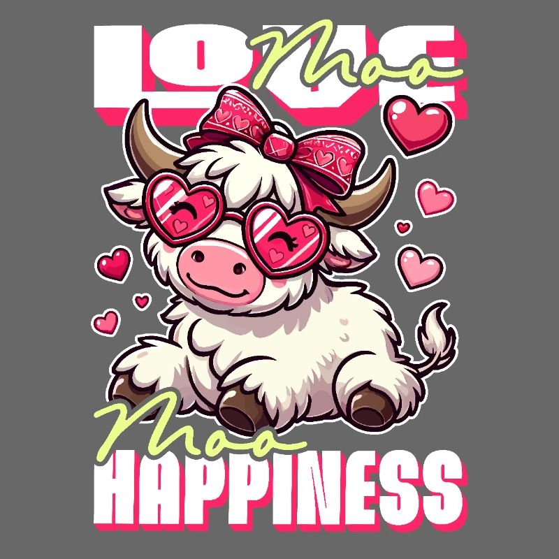 Moo Love, Moo Happiness - Conception de vache mignonne