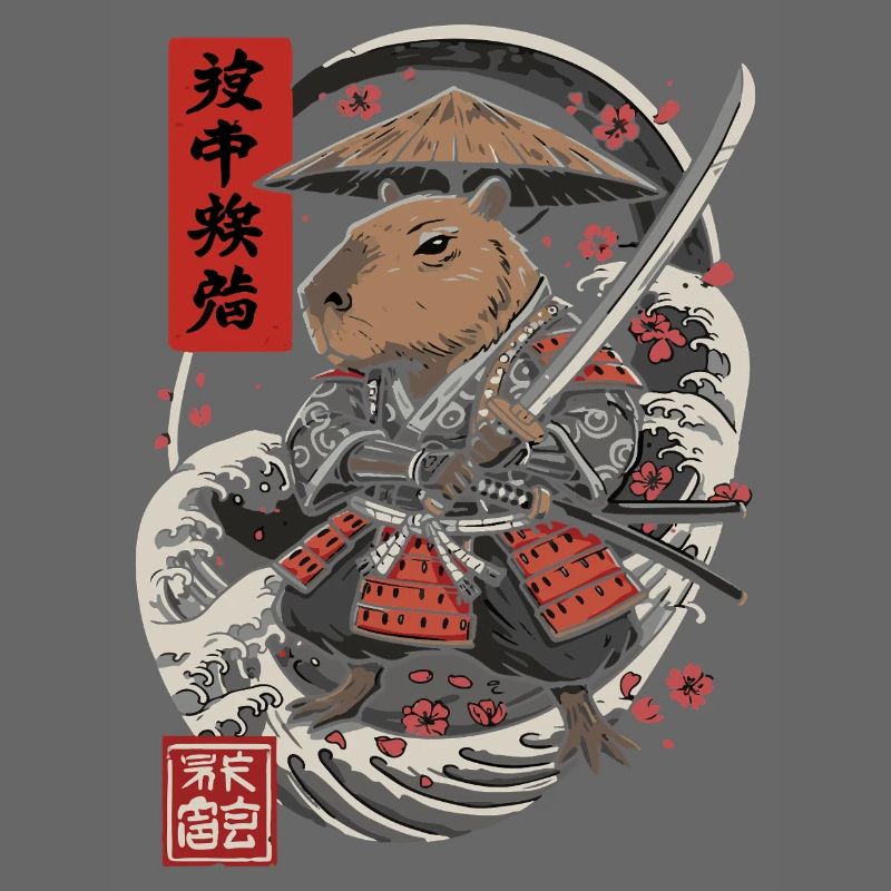 Samouraï Capybara Combat Illustration