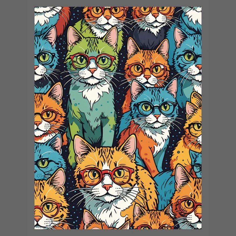 Colorful Cats with Glasses Pattern