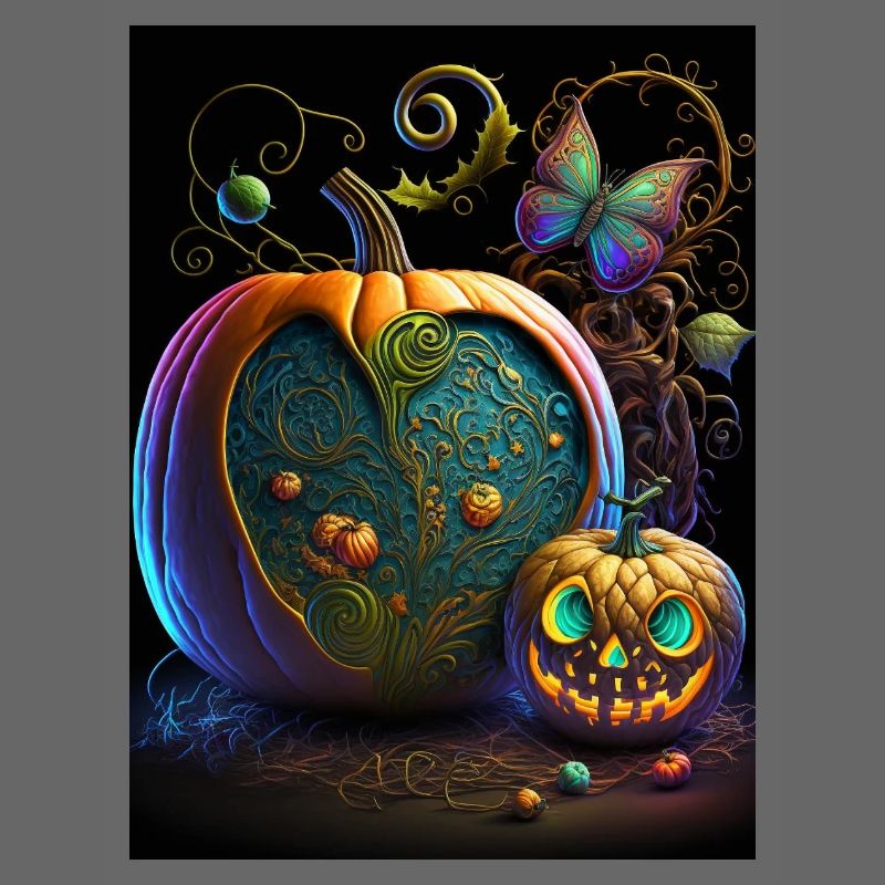 Bright Halloween pumpkins with pattern