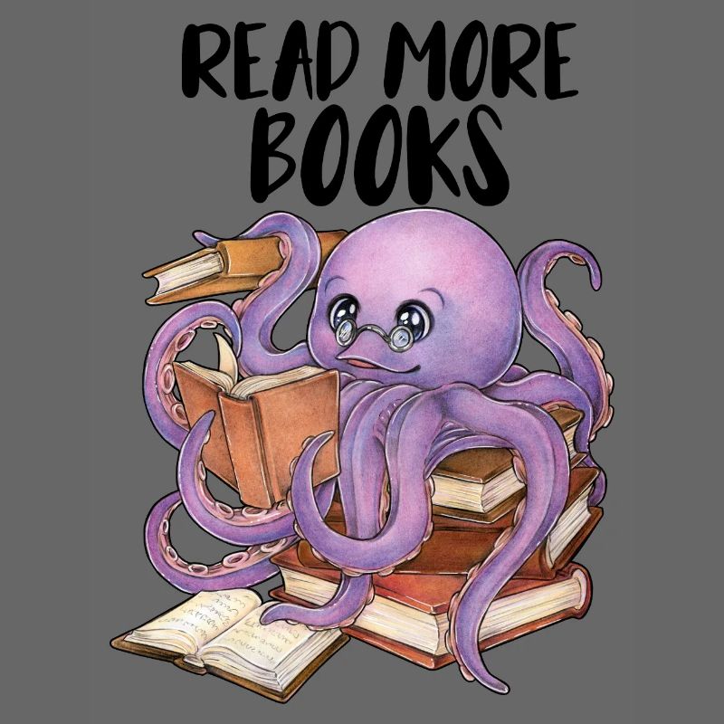 Reading Octopus in Stack of Books Book Gift