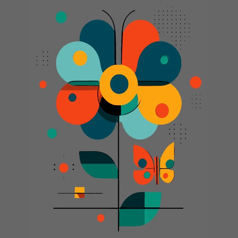 stilisierte Blume mit Schmetterling