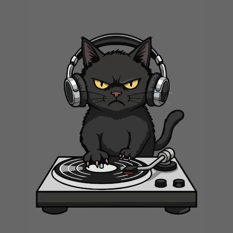 Turntable Cat Chat DJ Vinyle