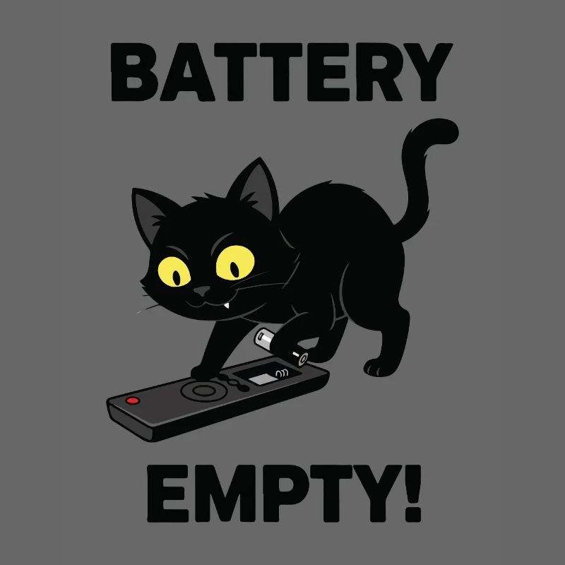 Battery Empty Chat Télécommande Humour