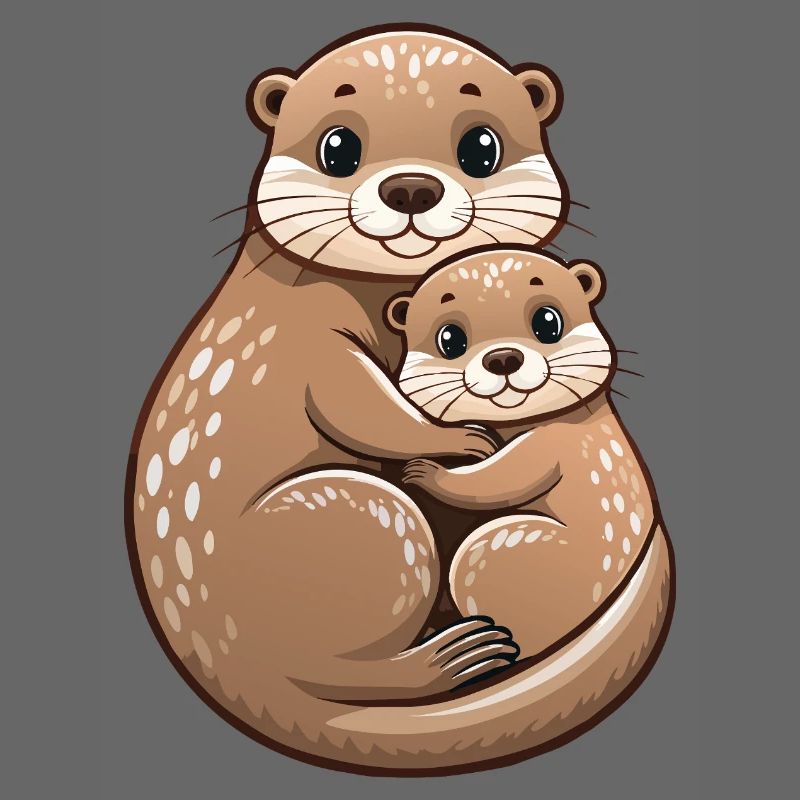 Mère loutre avec un petit