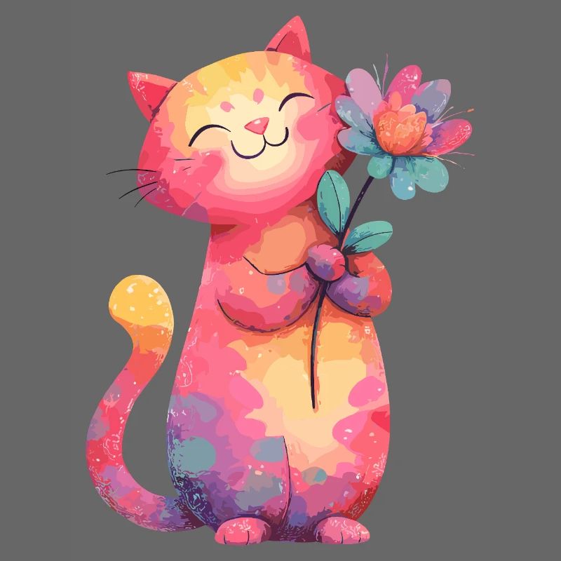 Fleur de chat colorée dans un style aquarelle