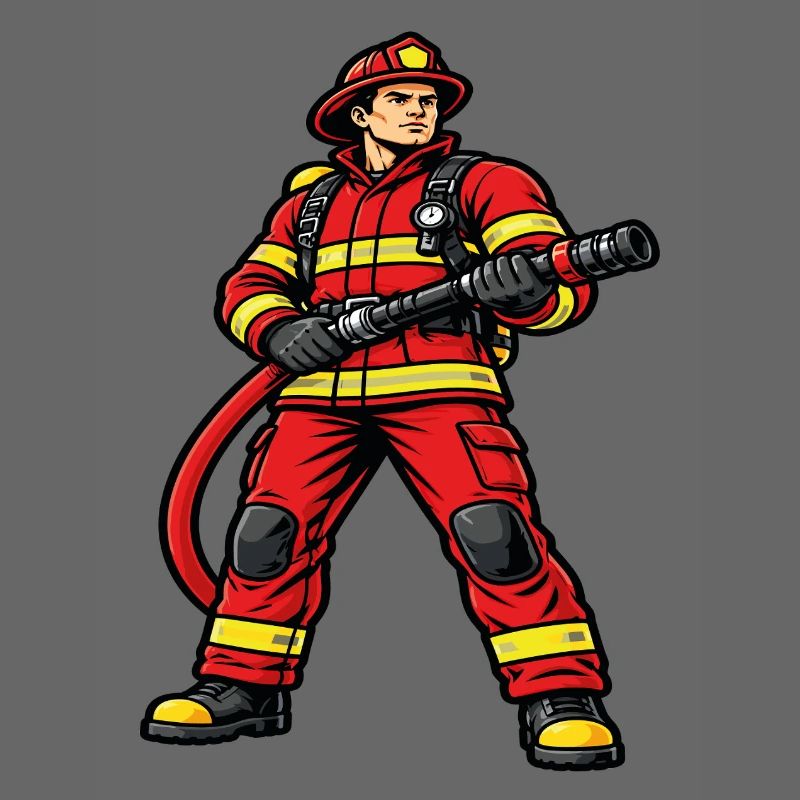 Firefighter in action dynamic red outfit