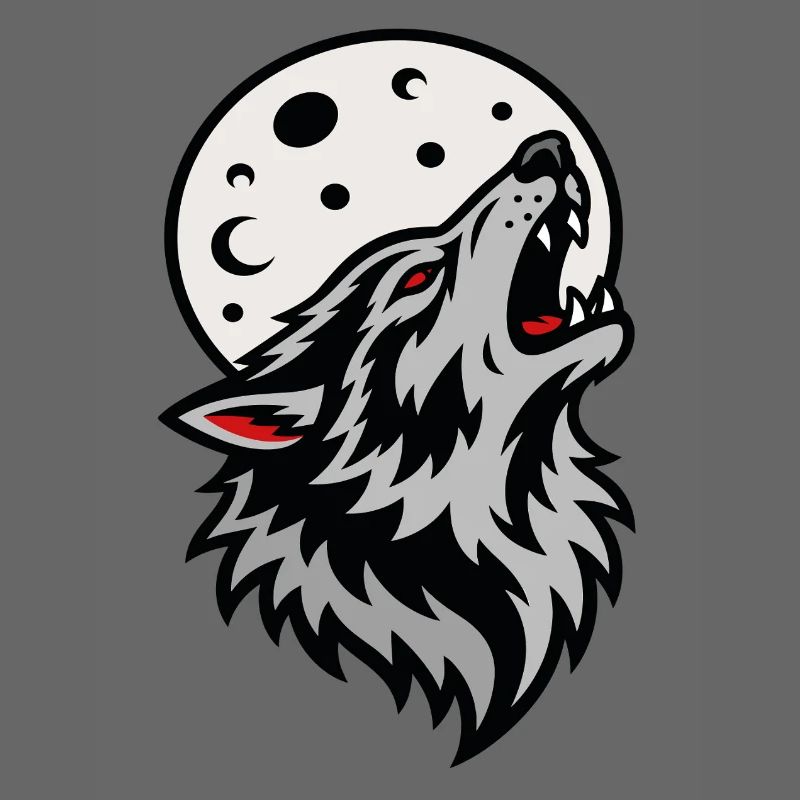 Wolf howling under the mystical full moon
