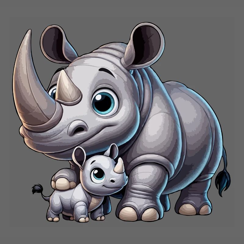 Nashornmutter mit Kind