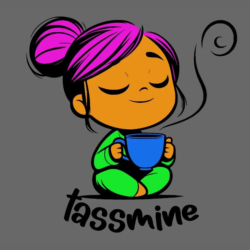 Tassmine enspannt mit einer Tasse Tee oder Kaffee