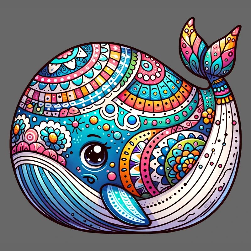 Artistically Painted Whale Hatching from Easter Egg