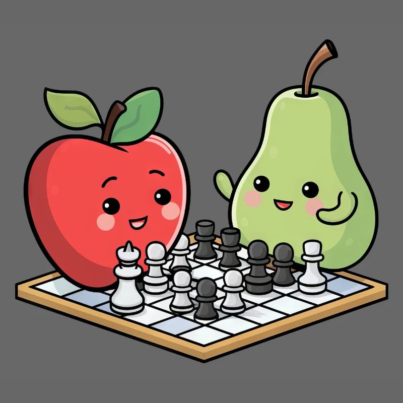 Kawaii Chess Apple Pear Comic