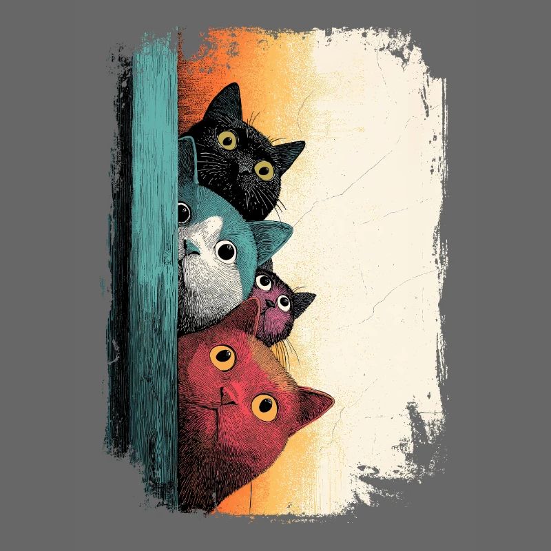 Neugierige Katzen bunt
