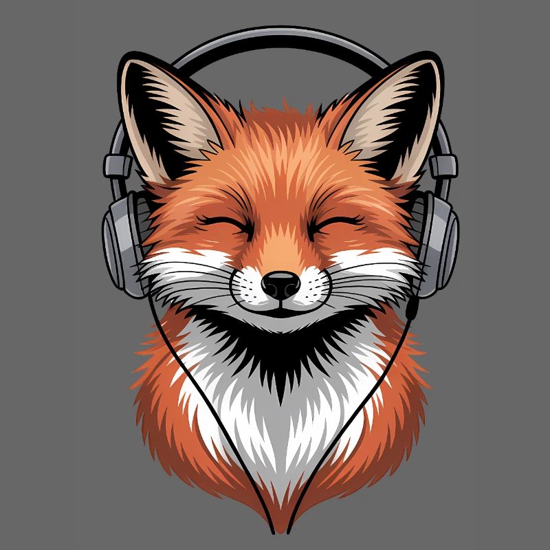 Fuchs mit Kopfhörern