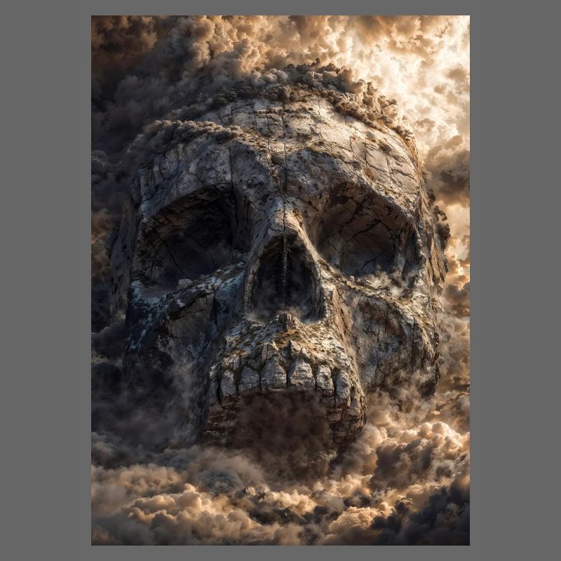 Skull in Storm Clouds