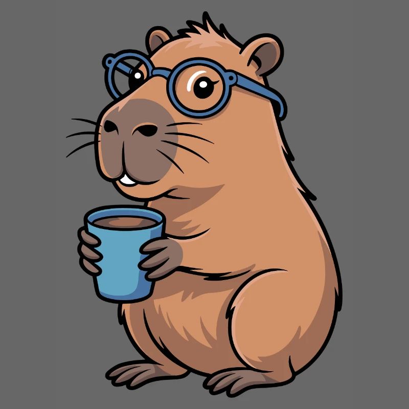 Kaffeetrinkender Capybara mit Brille