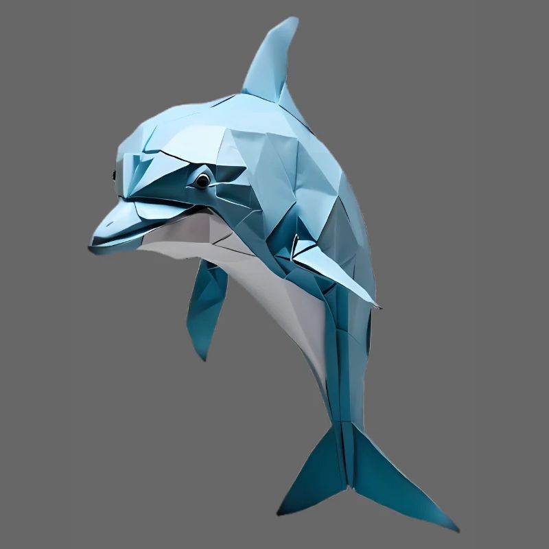 Blauer Low-Poly Delfin