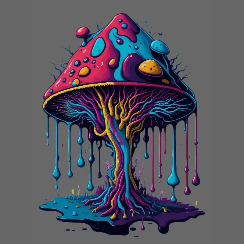 Forêt de champignons psychédélique lumineuse