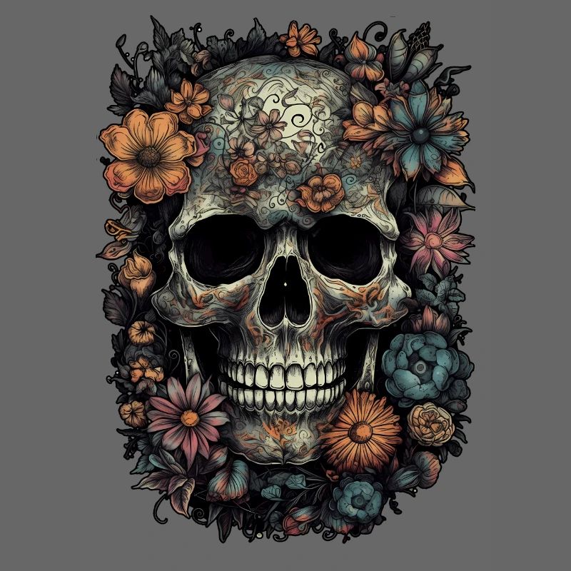 Crâne de crâne boho cool avec des fleurs colorées