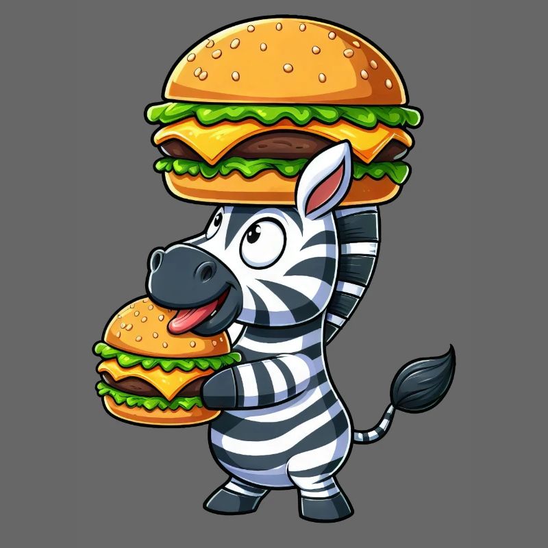 Whimsical Zebra Hamburger Fast Food Cheeseburger
