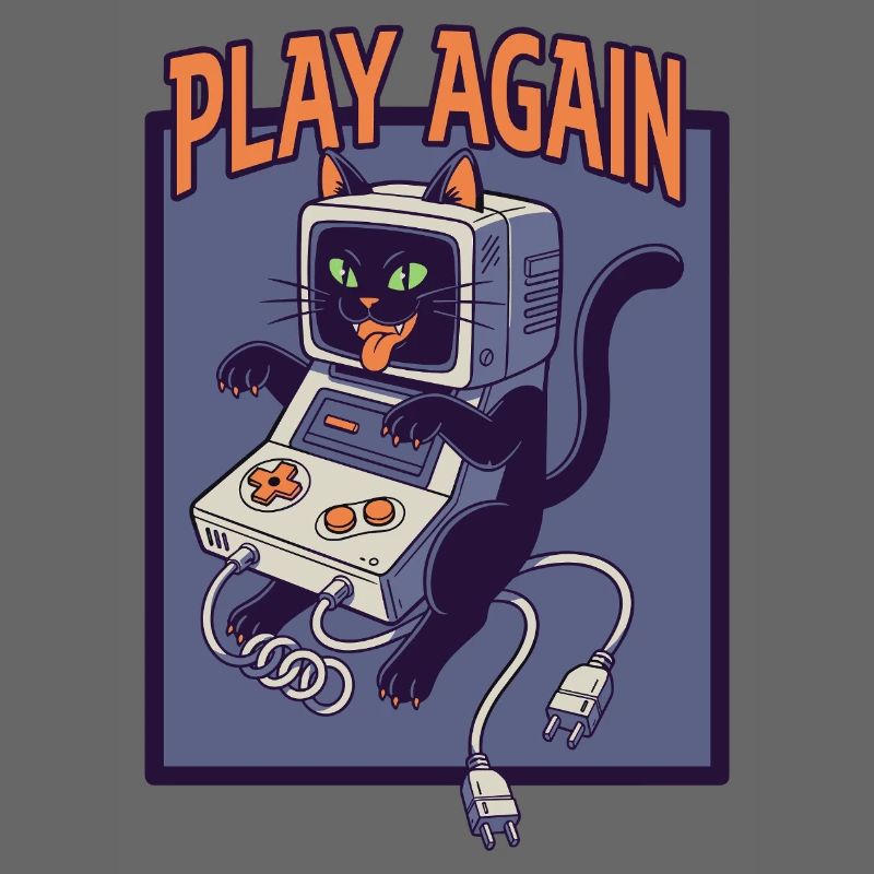 Play Again: Retro Cat with Game Console
