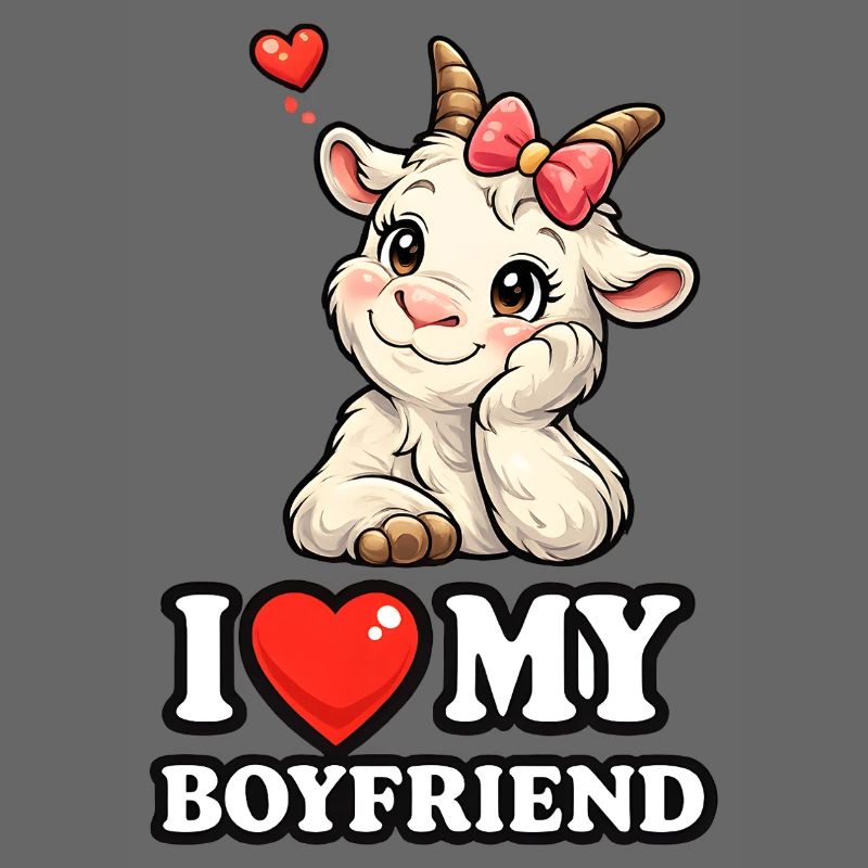Graphique comique de la chèvre mignonne J’adore mon petit ami