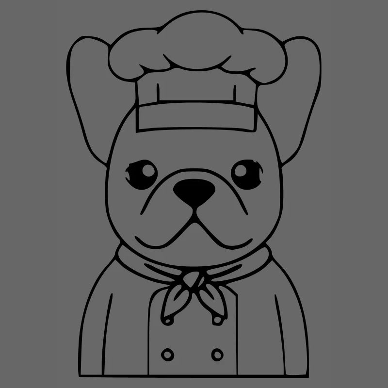 Frenchie Chef Baker Outline