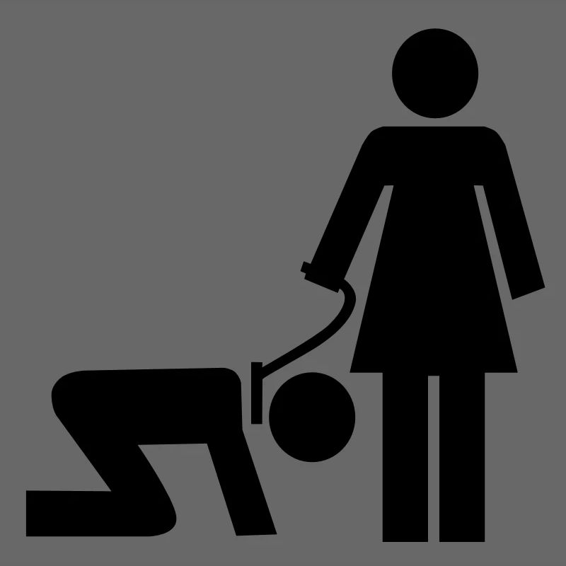 Frau mit Mann an der Leine