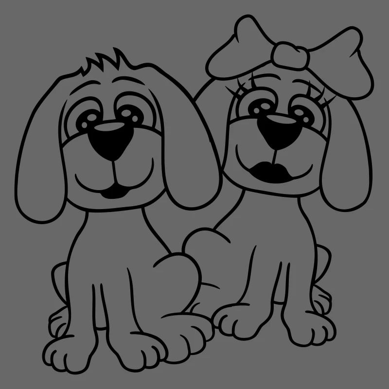2 Hunde Team Zwei Freunde Liebe Pärchen Verliebt
