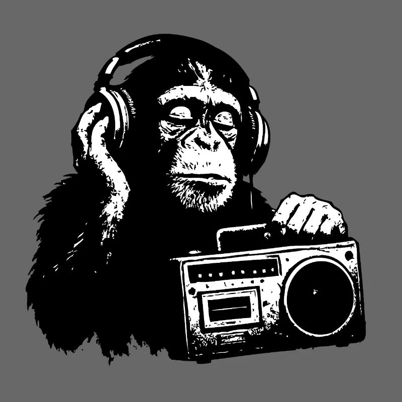 Monkey with cassette recorder